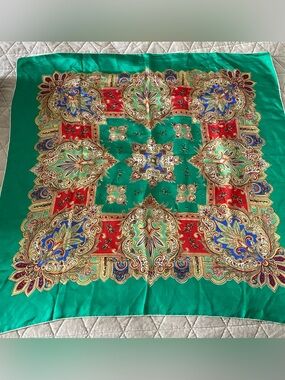 Vintage made in USA 100% silk scarf head scarf neck scarf bag scarf